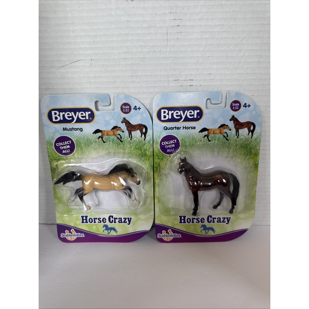 New Breyer Horse Crazy Lot of 2 Stablemates 1:32 Scale  Mustang Quarter Gift